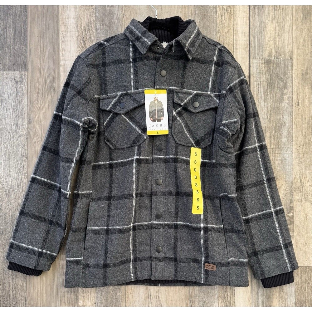 JACHS New York Men's Plaid Shirt Jacket Size S Sherpa Lined Winter Shacket NWT